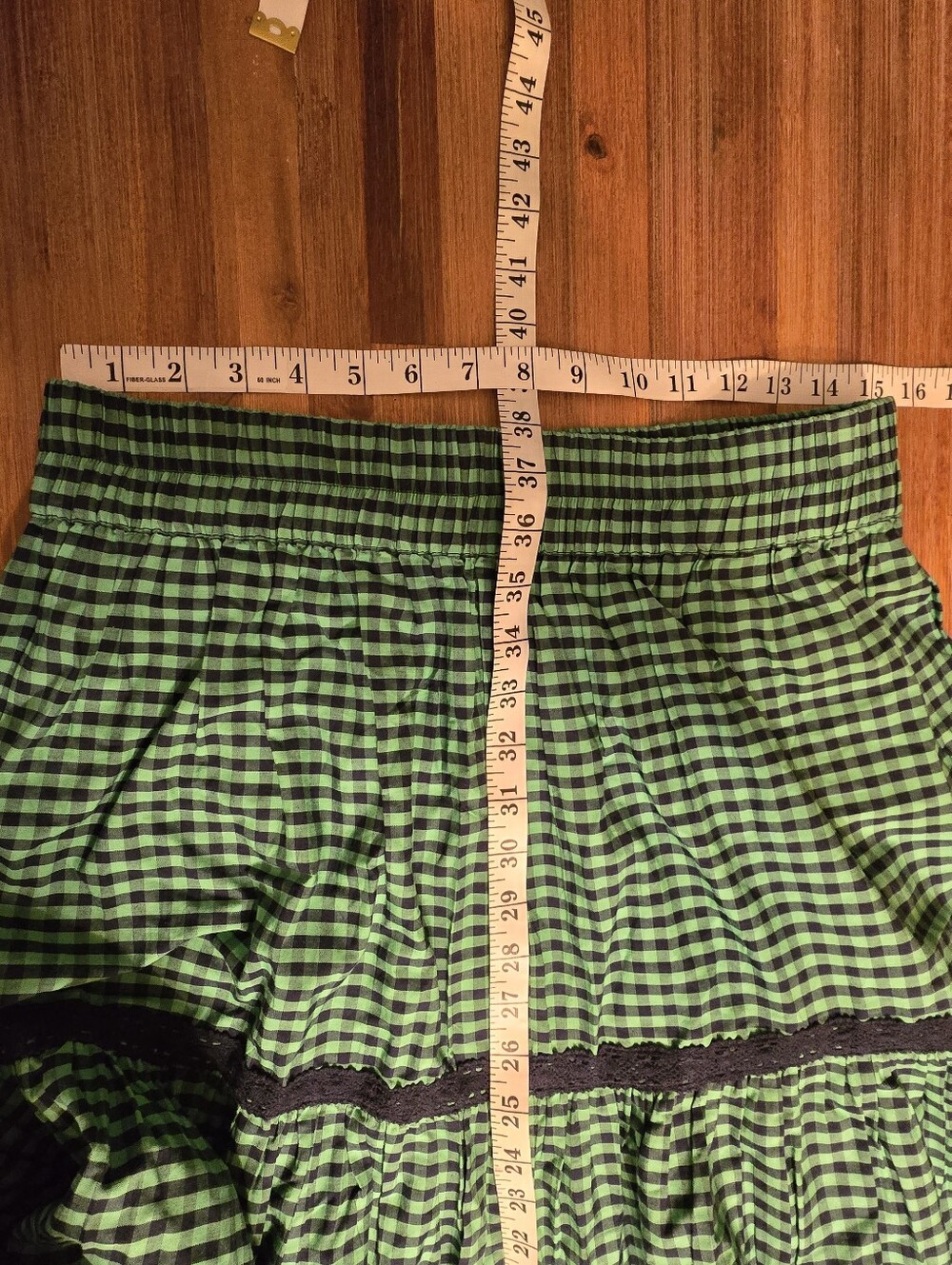 Anthropologie Green and Black Tiered Gingham Checkered Maxi Skirt - Picture 7 of 7